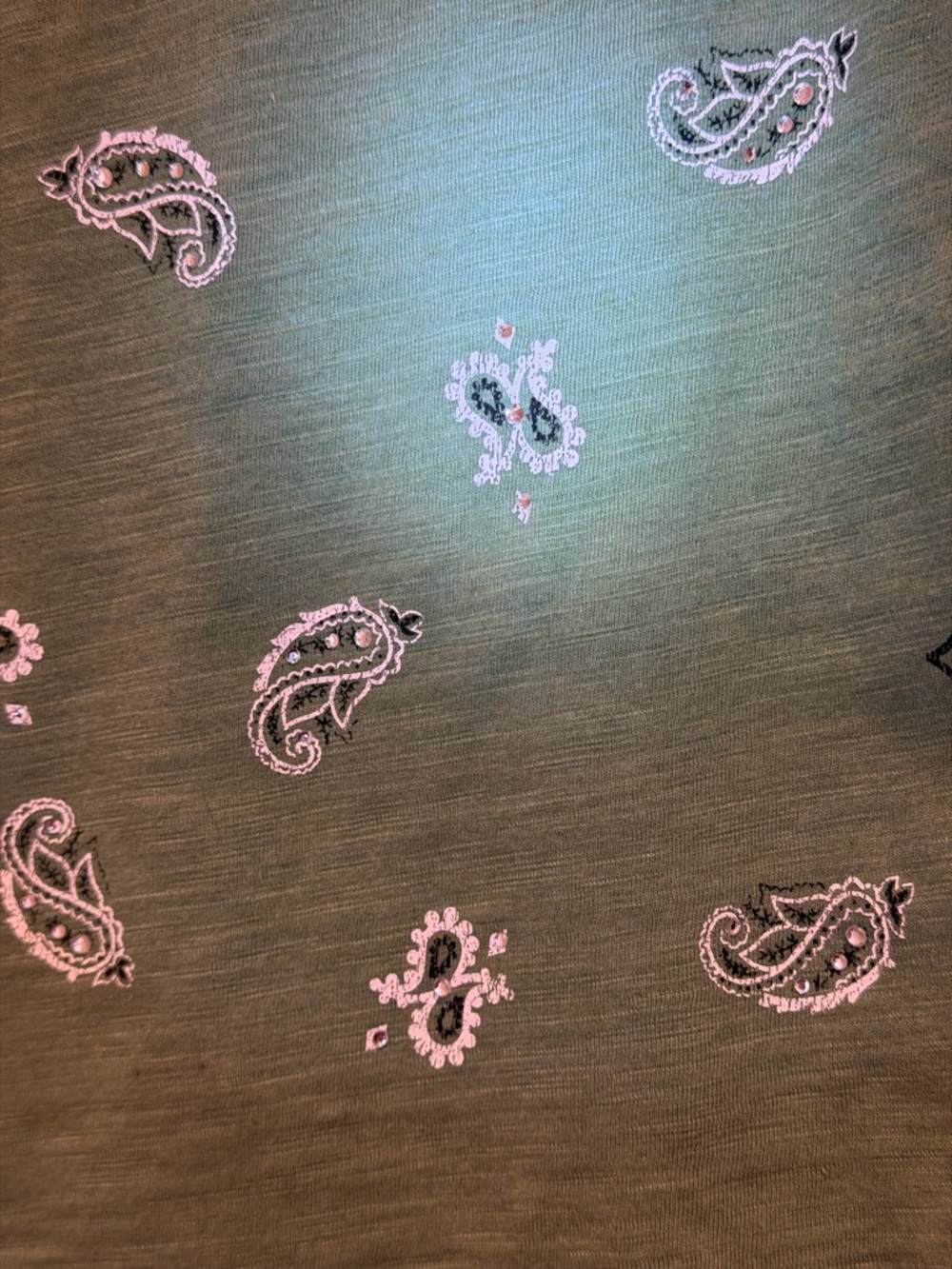 Lane Bryant Olive Green Bandana-Print Short Sleeve Tee - Picture 5 of 10